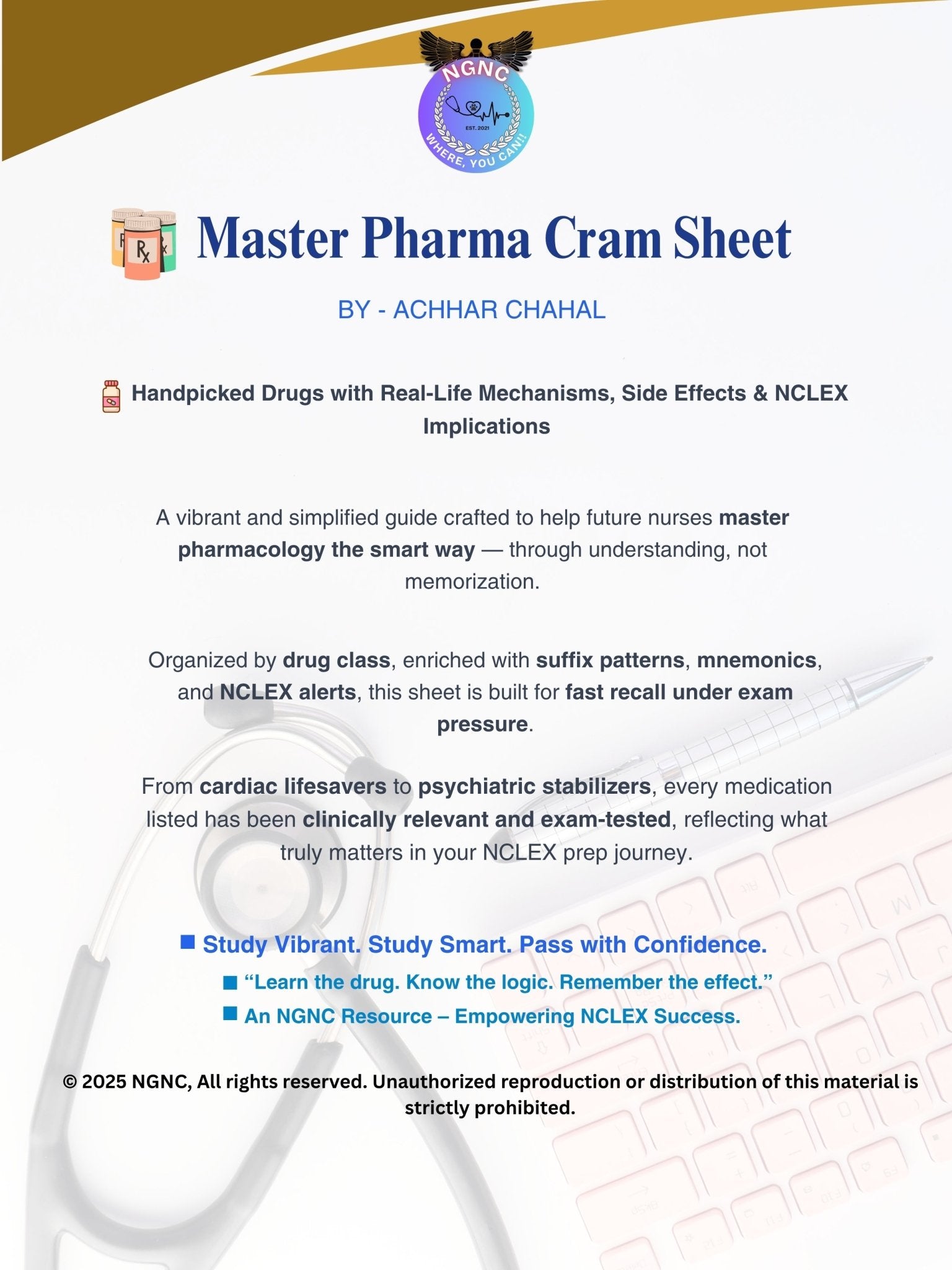 Master Pharma Cramp Sheet - by Achhar Chahal - NGNC Classes